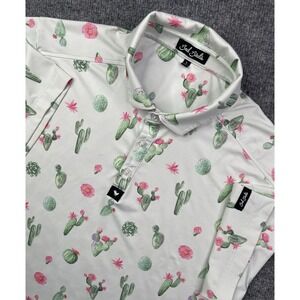 Bad Birdie Shirt Men's L Polo Golf Desert Cactus Succulent Print